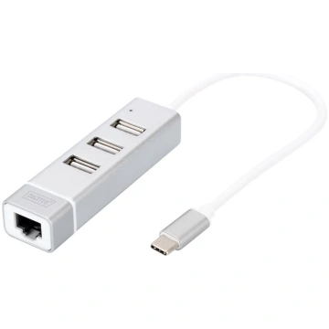 Digitus USB Type-C 3-Port Hub + Fast Ethernet LAN 