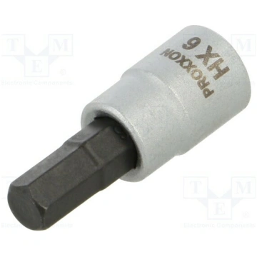 Socket: hex key-bit; HEX 6mm; 1/4"; Socket bit len