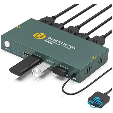 USB 3.0 HDMI KVM komutators 2 datoriem un 1 monito
