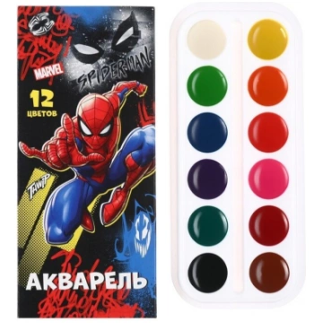 Akvareļkrāsas. "Spiderman" daudzkrāsainas, 12 gab.