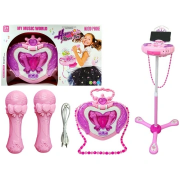 Music Box on Stand Microphone Speaker Pink