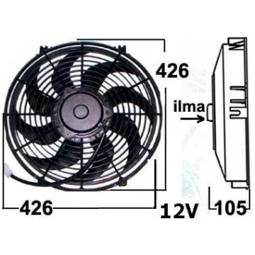 Radiatora ventilators 12V 16"" (pūšošs) Unipoint