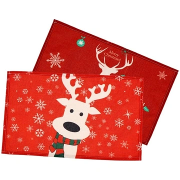 ULTECHNOVO Christmas Place Mat Linen Elk Motif Pri