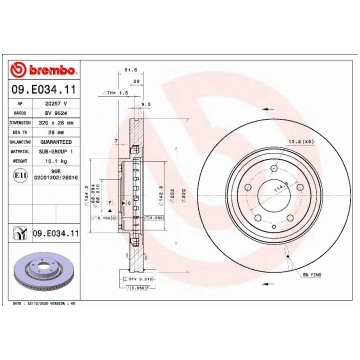 Brembo 09.E034.11 - Bremžu diski