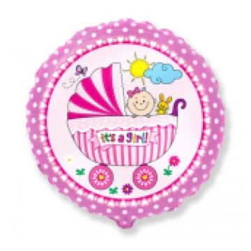 Foil balloon 18" FX - "Trolley for girls", pink