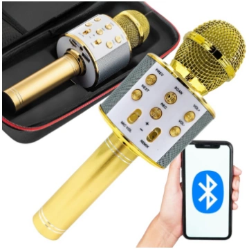 Bezvadu karaoke mikrofons ar Bluetooth skaļruni, a