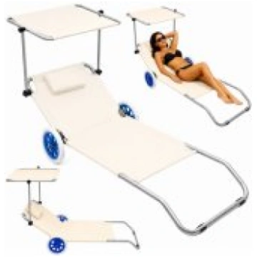 LEAN Beach Deckchair on Wheels, Garden, Folding, A