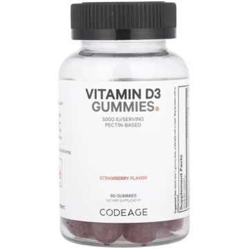 Codeage, Vitamin D3 Gummies, Strawberry, 5,000 IU,
