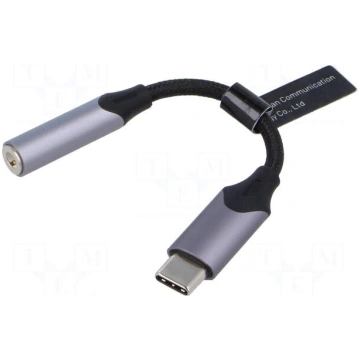Cable | Jack 3.5mm socket,USB C plug | nickel plat