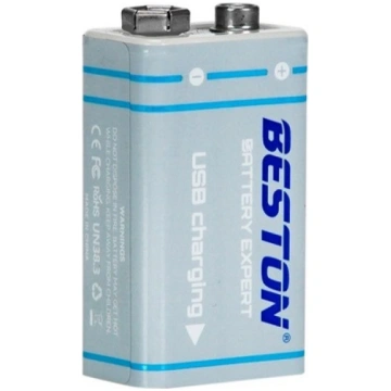 Rechargeable 9V batterry with USB C, 1000mAh, Li-I