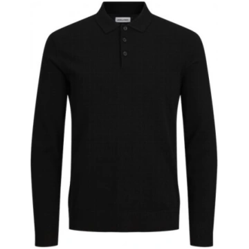 Jack & Jones FRED Long Sleeve Polo Black - Polo kr