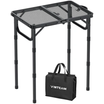 VINTEAM Folding Camping Table, 58 x 40 cm, 3 Heigh