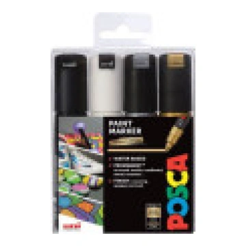Posca PC8K pildspalva ar platu galu zelts. sudrabs