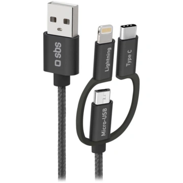 SBS USB / Micro USB, USB-C, Lightning, melna - Vad