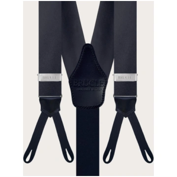 Navy blue silk satin suspenders with buttonholes B
