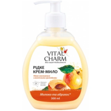 VITAL CHARM Šķidrās krēmziepes Piens un aprikoze, 