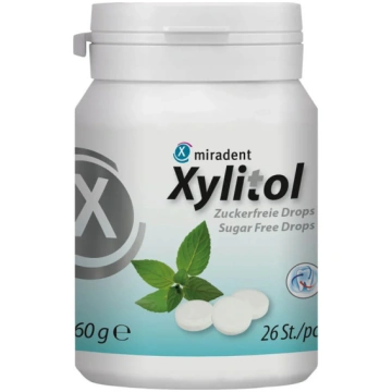 Miradent Xylitol piparmētru sūkajamās konfektes ar