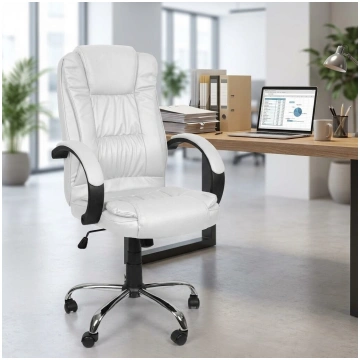 Ofisa krēsls balts ergonomisks ar augstu atzveltni