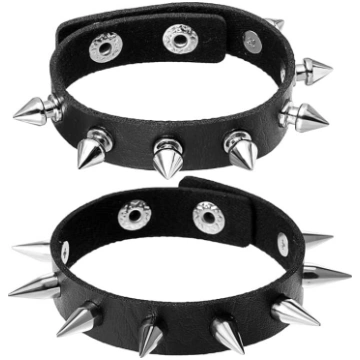 Telooco Pack of 2 Black Rivet Bracelet Rock Punk B