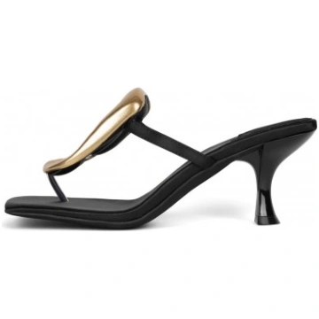 JEFFREY CAMPBELL Linq-Up Black Satin Gold