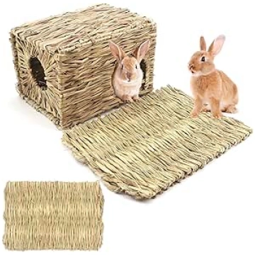 Rabbit Grass House, Handmade Foldable Bed Hut Natu