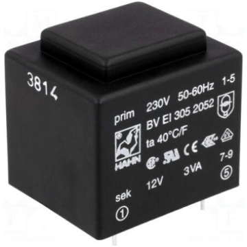 Transformer: encapsulated | 3VA | 230VAC | 12V | 2