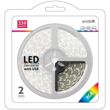 LED lente Avide RGB 5050 TV, USB IP65, 2 m