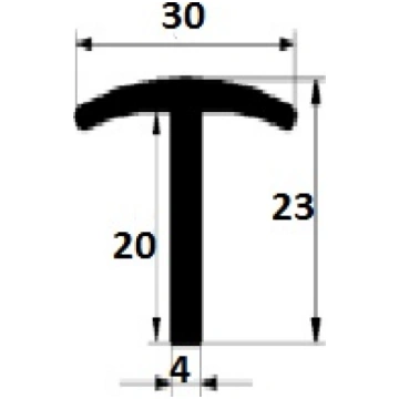 T Gs EPDM gumijas profils 4x30mm