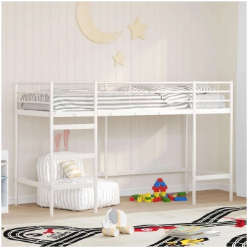 Bērnu loft gultas rāmjis balts 75 x 190 cm