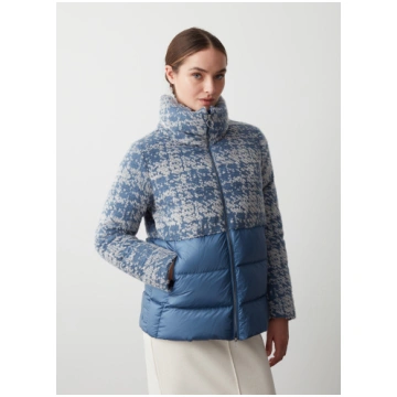 Jacquard down jacket with enveloping collar COLMAR