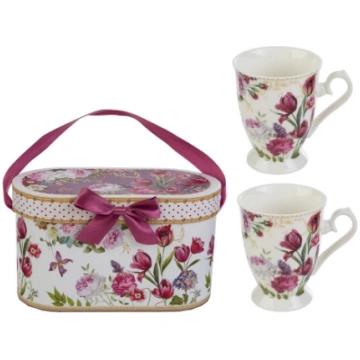 SET 2 MUG BOUQUET DI CHARME PORCELLANA C/ASTUCCIO 