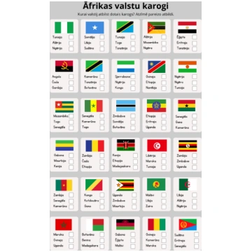 TESTS: Āfrikas valstu karogi (30 jautājumi +atbild