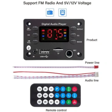DC 5V 12V Bluetooth 5.0 MP3 dekodētāja plate Brīvr