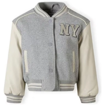 Girls baseball style jacket with faux leather slee