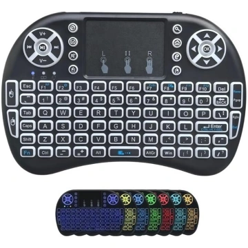 2.4G bezvadu mini tastatūra ar uzlabotu 7 krāsu fo