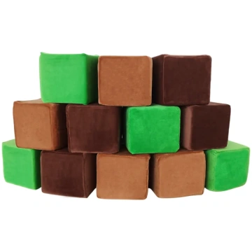 PLUSH FOAM BLOCKS (SQUARE) - Green/Light Brown/Dar