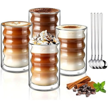 ecooe 350 ml dubultās sienas kafijas glāzes, latte