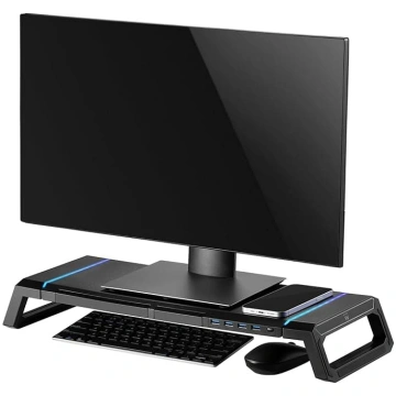 Ewent Monitor Stand, RGB Monitor Riser, Foldable, 