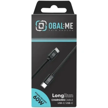 OBAL:ME LongRun USB-C/USB-C kabelis 60W 1m melns
