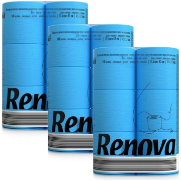 Zils tualetes papīrs Renova, 3 x 6 ruļļi
