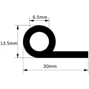 P Gs EPDM gumijas profils 13,5x6,5x30