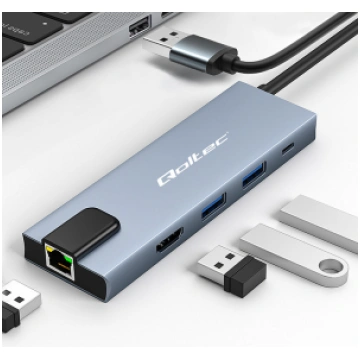 Qoltec ® USB-C 5-in-1 centrmezgla (Hub) adapteris 