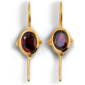 Sputnik Earrings Gold Plated Red Garnet