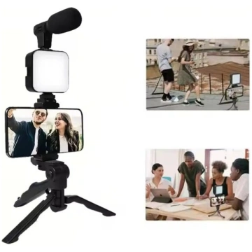 Filmēšanas komplekts AY-49 ar mikrofonu, LED apgai