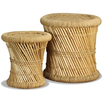 Taburešu komplekts, 2 gab., bambuss, džuta Nav nor