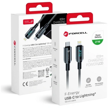 Kabel USB ForCell USB-C - Lightning 1.2 m Czarny 1