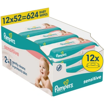 Pampers Sensitive mitrās salvetes zīdaiņiem, 12 ie