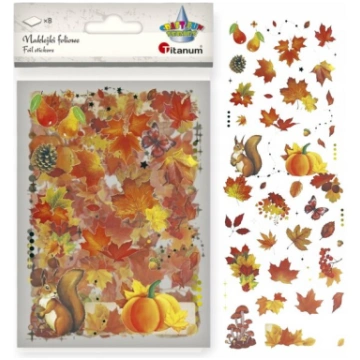 Titāna rudens folijas uzlīmes: ķirbji, lapas, vāve