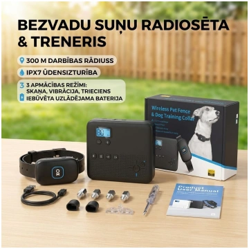 Bezvadu suņu Radiosēta 300m ar treniņu sistēmu