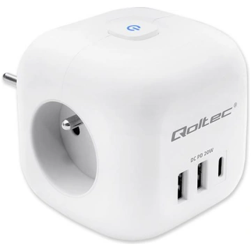 Qoltec Power cube 6-in-1 extension cord with illum